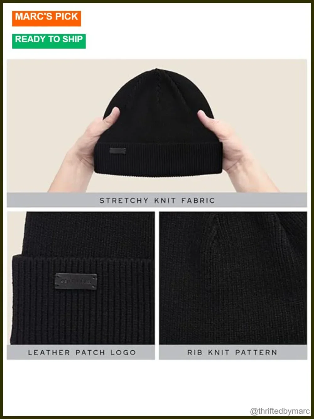 Wool Blend Beanie Hat - Classic Ribbed Knit Winter Hat